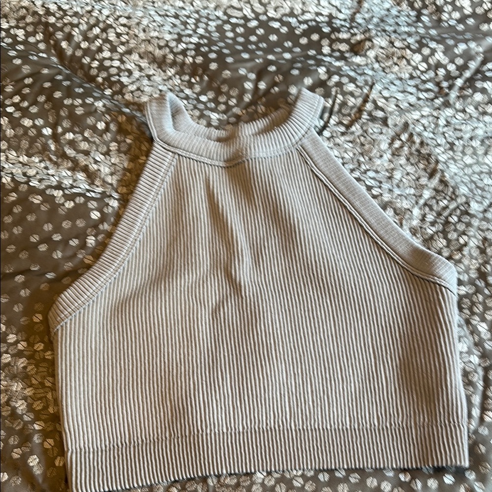 Aerie Gray Ribbed cropped tank XL